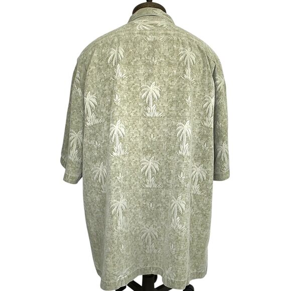 Nat Nast Silk hawaiian Shirt Green Floral Palm Tree Button Up Men Size XL - Picture 3 of 6